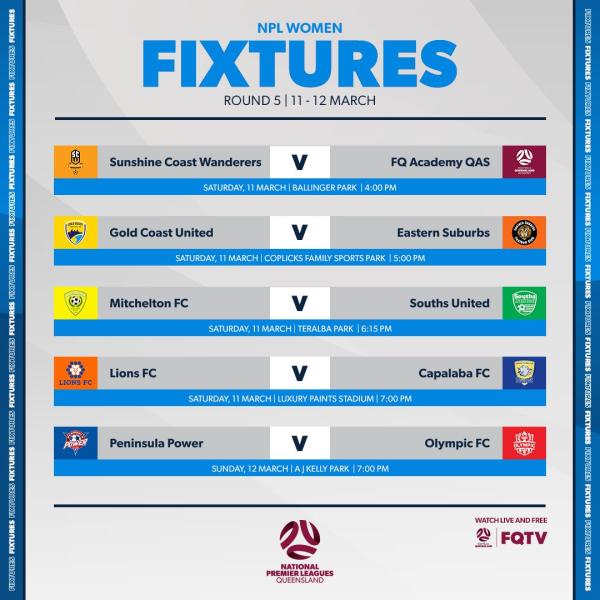 NPLW QLD - Round 5 fixtures NPL WQLD
