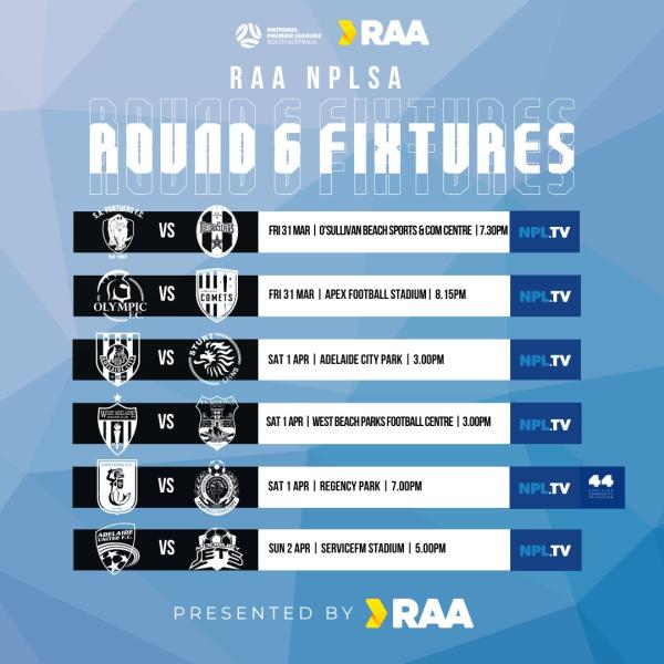 NPL SA Round 6 fixtures