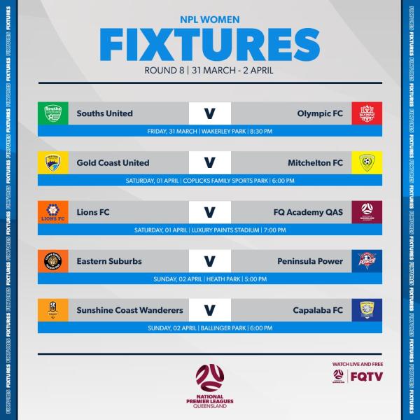 Round 8 NPL QLD Women Fixtures