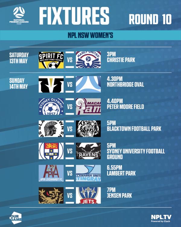 WOMEN'S ROUND 10 FIXTURES NSW