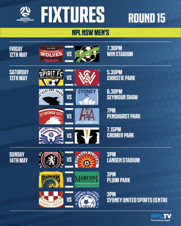 MEN'S ROUND 15 FIXTURES NSW Men