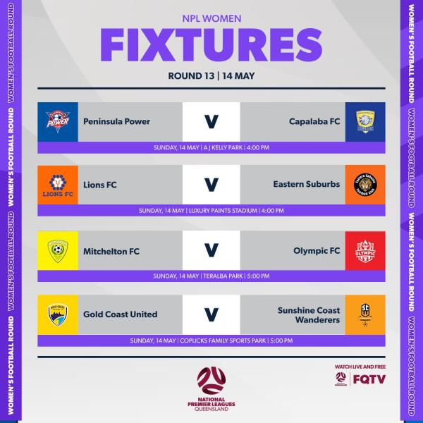 NPL QLD Women’s Round 13 fixtures
