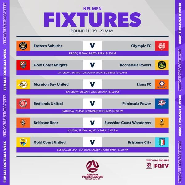 npl qld round 11 fixtures