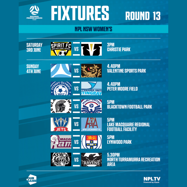 npl nsw round 13 women fixtures