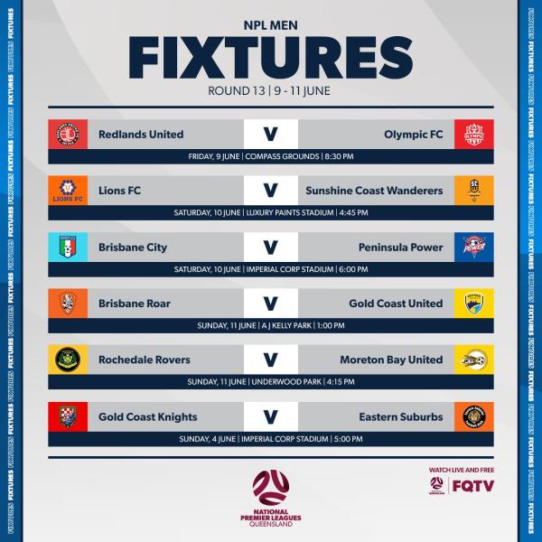 npl qld men round 15 fixtures