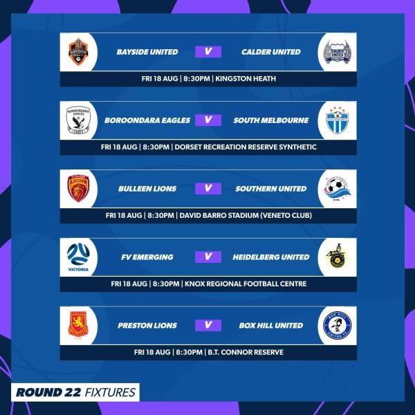 npl vic round 22 fixtures women