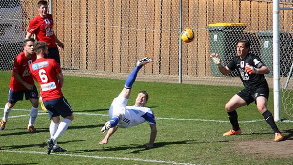 South Melbourne's Jamie Reed's scores from bicycle-kick.