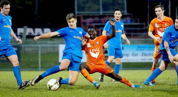 Hat-tricks to Abraham Yango and Stephen O’Neill saw Brisbane Roar Youth crush SWQ Thunder 8-1 at Perry Park on Sunday. Image courtesy of Steven Gibson Photography