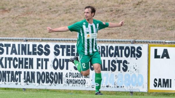 Green Gully's Mathew Sanders celebrates his 85th minute winner.