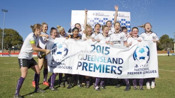 The Gap FC celebrate claiming the Premiership in Toowoomba.