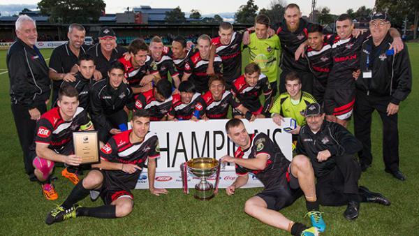 Blacktown City celebrate being crowned winners of the 2014 FNSW Waratah Cup.